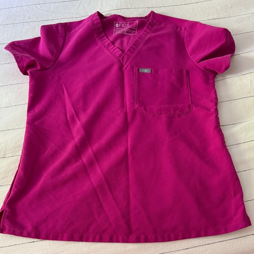 Figs Women's Scrub Top in Hot Pink